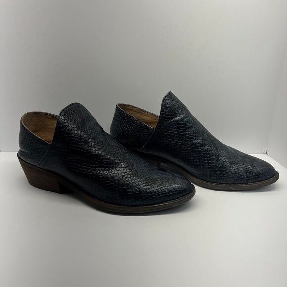 Lucky‎ Brand Snakeskin Blue/Black Fausst Leather Booties Women's 9 - Picture 1 of 7